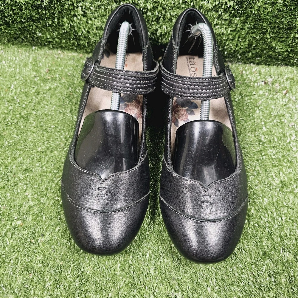 Taos Shoes Virtue Black Leather Mary Jane Low Heel Comfort Pumps Womens 7.5 - Picture 2 of 9